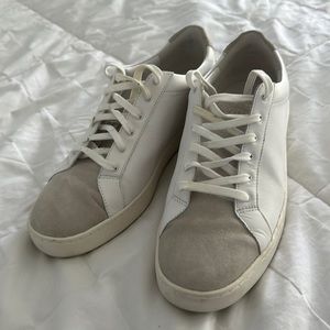 Vince White Leather Low Top Lace Up Sneakers Tennis Shoes Size 8.5